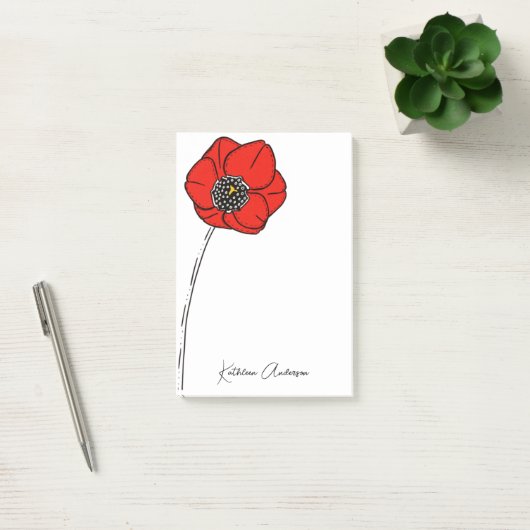 Post-it® Nom du monogramme Red Poppy (Bureau)