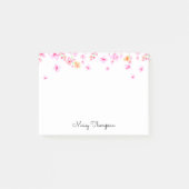 Post-it® Nom du script de fleurs d'aquarelle rose élégant (Devant)