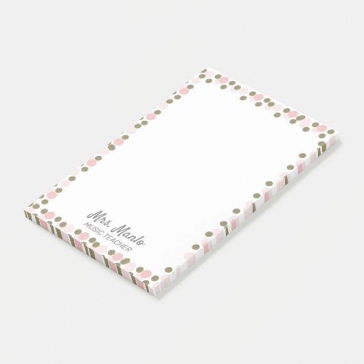 Post-it® Nom du script de l'enseignant frontalier Dots (Incliné)