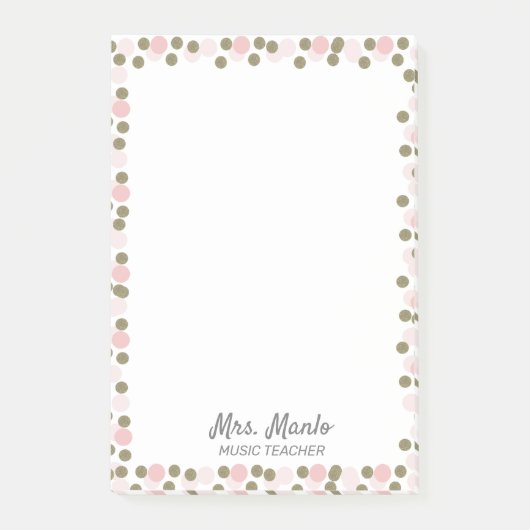 Post-it® Nom du script de l'enseignant frontalier Dots (Devant)