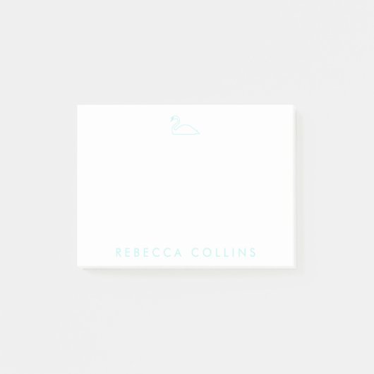 Post-it® Nom du script de Personnaliser, Cygne, Turquoise l (Devant)