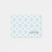 Post-it® Nom du script du Motif Quatrefoil bleu clair (Devant)
