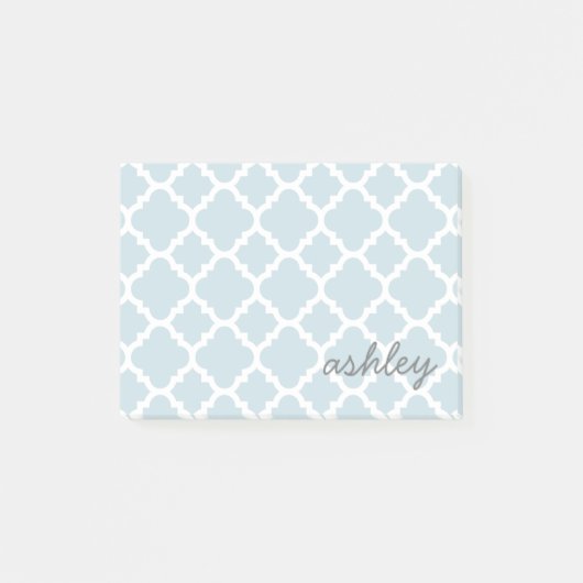 Post-it® Nom du script du Motif Quatrefoil bleu clair (Devant)