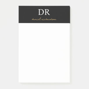 Post-it® Nom du script initial et or professionnel Monogram