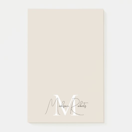 Post-it® Nom du script monogramme moderne logo beige (Devant)