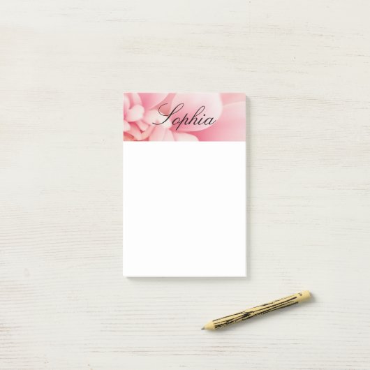 Post-it® Nom du script rose et noir (Sur un bureau)