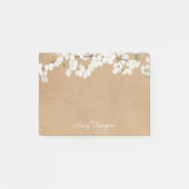 Post-it® Nom du script rustique Kraft en fleurs blanches (Devant)