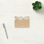 Post-it® Nom du script rustique Kraft en fleurs blanches (Bureau)
