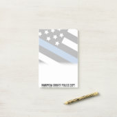 Post-it® Nom du service de police personnalisable Ligne Ble (Sur un bureau)