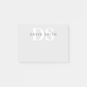 Post-it® Nom et monogramme modernes | Gris clair et foncé b (Devant)