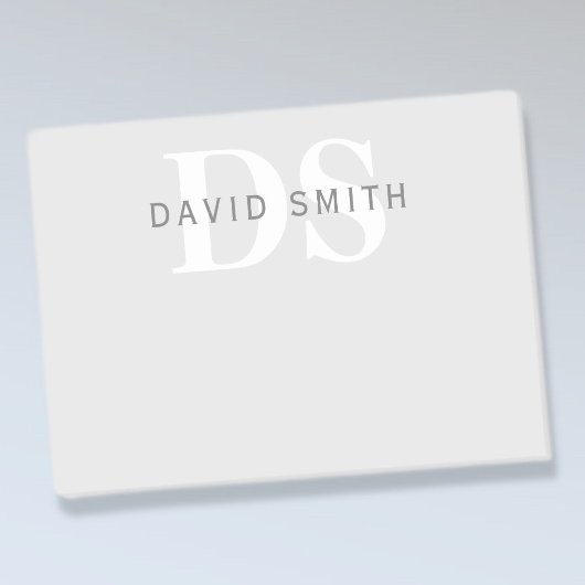 Post-it® Nom et monogramme modernes | Gris clair et foncé b