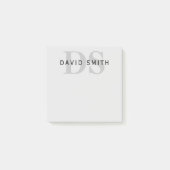 Post-it® Nom et monogramme modernes | Gris et noir modifiab (Devant)