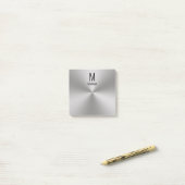 Post-it® Nom et monogramme modernes sur l'aspect métallique (Sur un bureau)