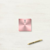 Post-it® Nom et monogramme modernes sur le look métallique  (Sur un bureau)