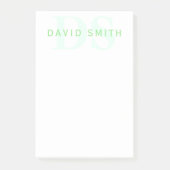 Post-it® Nom et monogramme modernes | Vert et blanc (Devant)