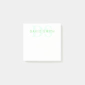 Post-it® Nom et monogramme modernes | Vert et blanc (Devant)