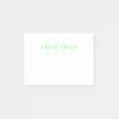 Post-it® Nom et monogramme modernes | Vert et blanc (Devant)
