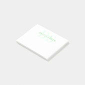 Post-it® Nom et monogramme modernes | Vert et blanc (Incliné)