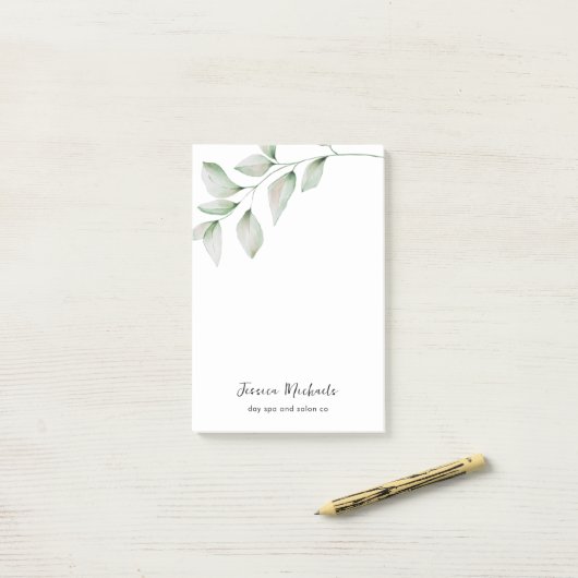 Post-it® Nom et titre de l'entreprise de verdure simple (Sur un bureau)