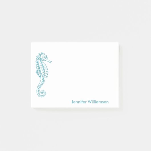 Post-it® Nom fait sur commande bleu turquoise de plage (Devant)