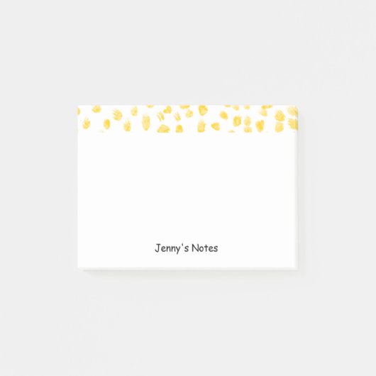 Post-it® Nom fait sur commande chic d'or de motif de points (Devant)