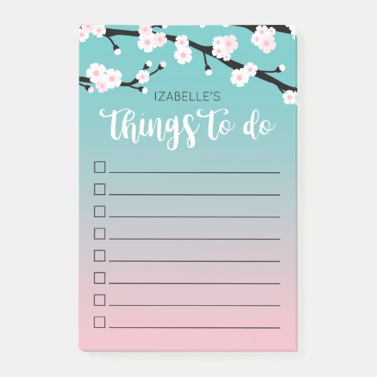 Post-it® Nom fait sur commande d'Ombre | de fleur de cerise (Devant)