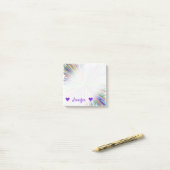 Post-it® Nom fait sur commande + Ligne multicolore motif (Sur un bureau)