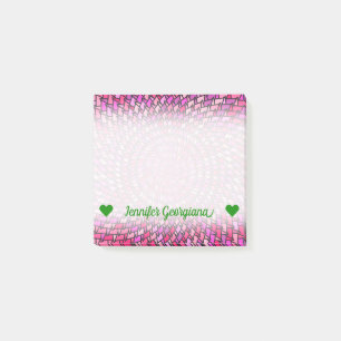 Post-it® Nom fait sur commande ; Motif tourbillonnant rose