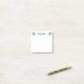 Post-it® Nom floral Turquoise de luxe (Sur un bureau)