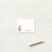 Post-it® Nom Girly de pingouin mignon (Sur un bureau)