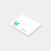 Post-it® Nom Girly personnalisé par papillon de turquoise (Incliné)