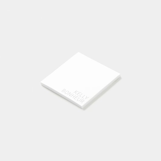 Post-it® Nom gris clair moderne en blanc (Incliné)