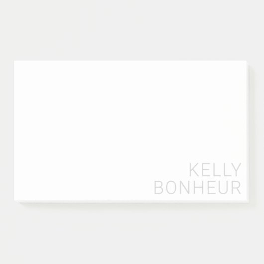 Post-it® Nom gris clair moderne en blanc (Devant)