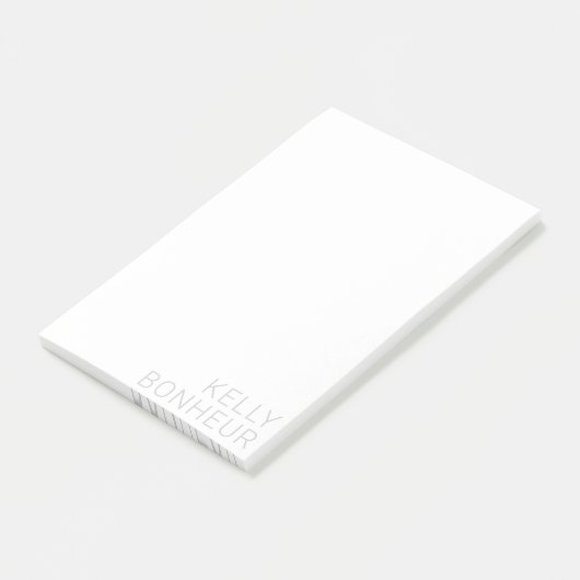 Post-it® Nom gris clair moderne en blanc (Incliné)