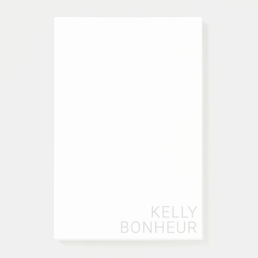 Post-it® Nom gris clair moderne en blanc (Devant)