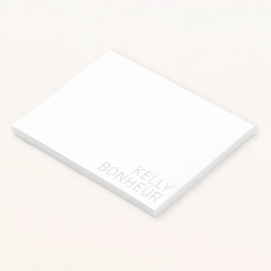 Post-it® Nom gris clair moderne en blanc