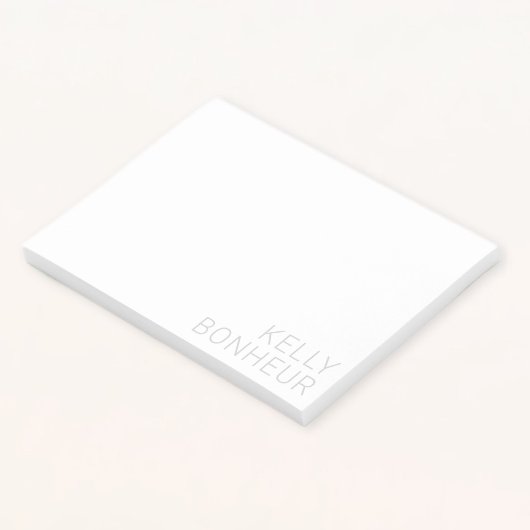 Post-it® Nom gris clair moderne en blanc