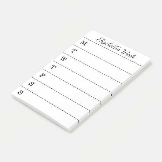 Post-it® Nom hebdomadaire simple de manuscrit de (Incliné)