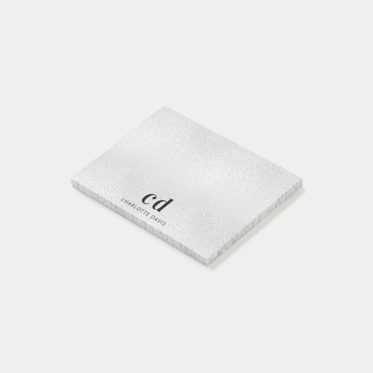 Post-it® Nom initial du monogramme argenté (Incliné)