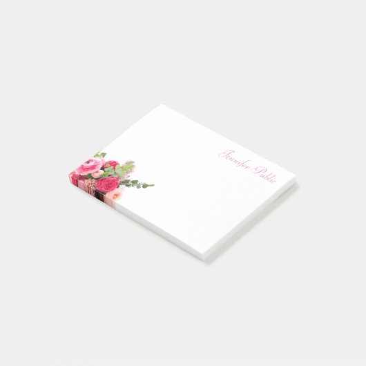Post-it® Nom manuscrit Chic Modèle Aquarelle Florale (Incliné)