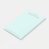Post-it® Nom manuscrit moderne bleu aqua clair (Incliné)