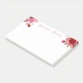 Post-it® Nom manuscrit Texte Aquarelle Roses Fleurs (Incliné)