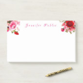 Post-it® Nom manuscrit Texte Aquarelle Roses Fleurs (Sur un bureau)