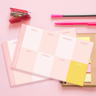 Post-it® Nom mignon Pink Yellow School Planificateur hebdom