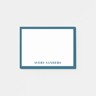 Post-it® Nom Moderne Simple avec Bordure Bleue
