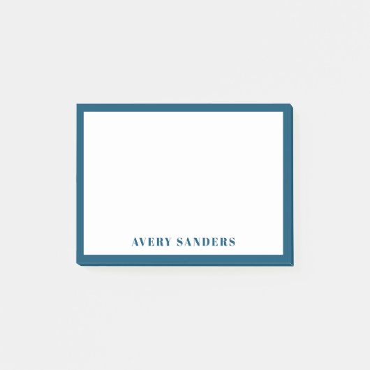 Post-it® Nom Moderne Simple avec Bordure Bleue (Devant)