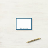 Post-it® Nom Moderne Simple avec Bordure Bleue (Sur un bureau)
