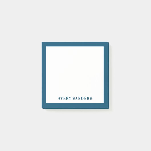 Post-it® Nom Moderne Simple Bordure Bleue (Devant)