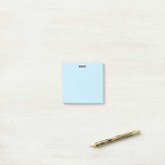 Post-it® Nom monogramme bleu clair moderne post-it notes (Sur un bureau)