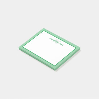 Post-it® Nom monogramme customisé Vert mou minimaliste